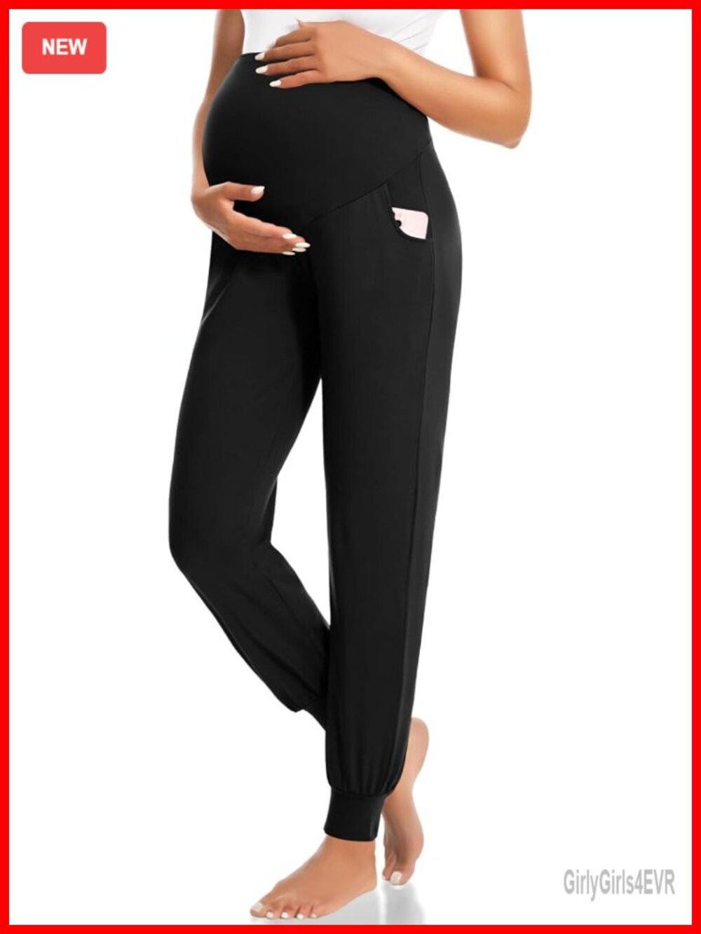 Thick Over Belly Maternity Joggers with Pockets for Active Workout
